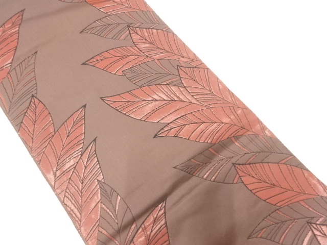 漆箔木の葉模様織出し袋帯